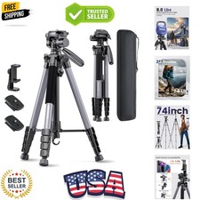 74"-Camera-Tripod, Professional Aluminum Tripod/Leg Stand Mirrorless Camera/D...