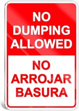 Private Property No Dumping Sign, 8x12'' Reflective  Durable - Bilingual Design