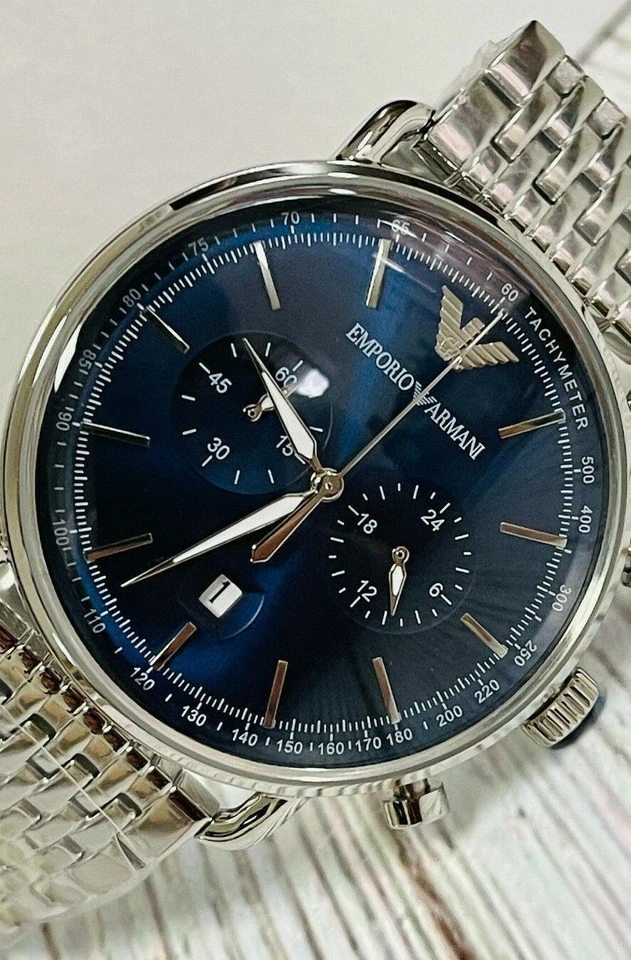 Emporio Armani Aviador Cuarzo Acero Inoxidable Cronógrafo Esfera Azul AR11238 Foto 2 de 4