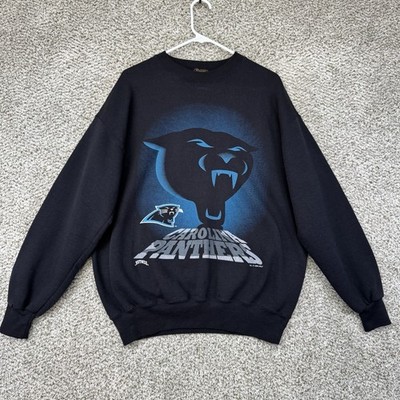 Vintage 90s Carolina Panthers Sweatshirt Men's Large Black Nutmeg 1993 USA Crew