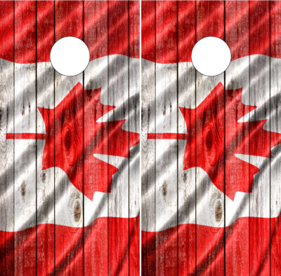 Canadian Flag Cornhole Wraps Canada Board Decals Bag Toss Game Vinyl Stickers 