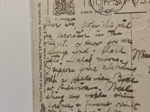 cartolina halloween raphael tuck & son’s n.150 PM 0ct 31 quale scopa,gatto,luna. - Foto 5 di 5