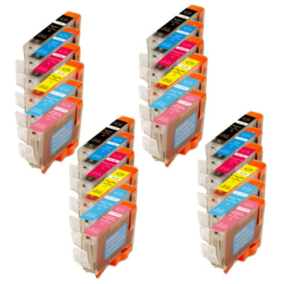 24 PK Ink Cartridges + CHIP works for Canon CLI-8 iP6600D iP6700D