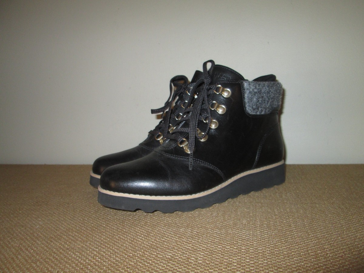COLE HAAN Nantucket Black Leather Lace-Up Hiking Bootie w  display picture 1