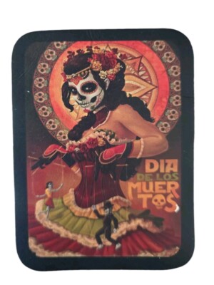 DIA DE LOS MUERTOS WOMAN SKULL DEAD BIKER MC SEW ON LEATHER PATCH 4 X 3 INCH
