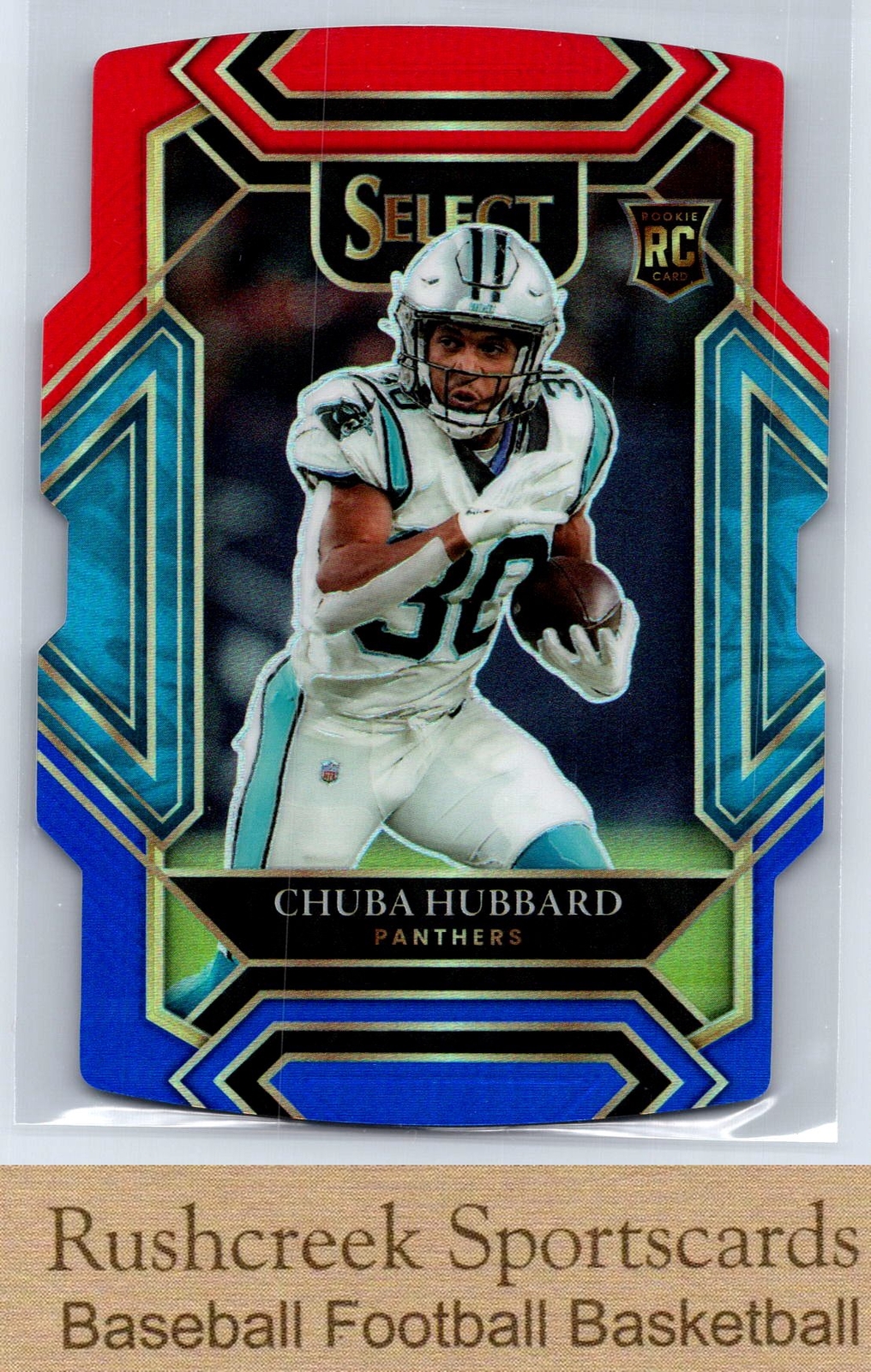 2021 Select #276 Chuba Hubbard Club Level RC Rookie Red and Blue Prizm Die Cut