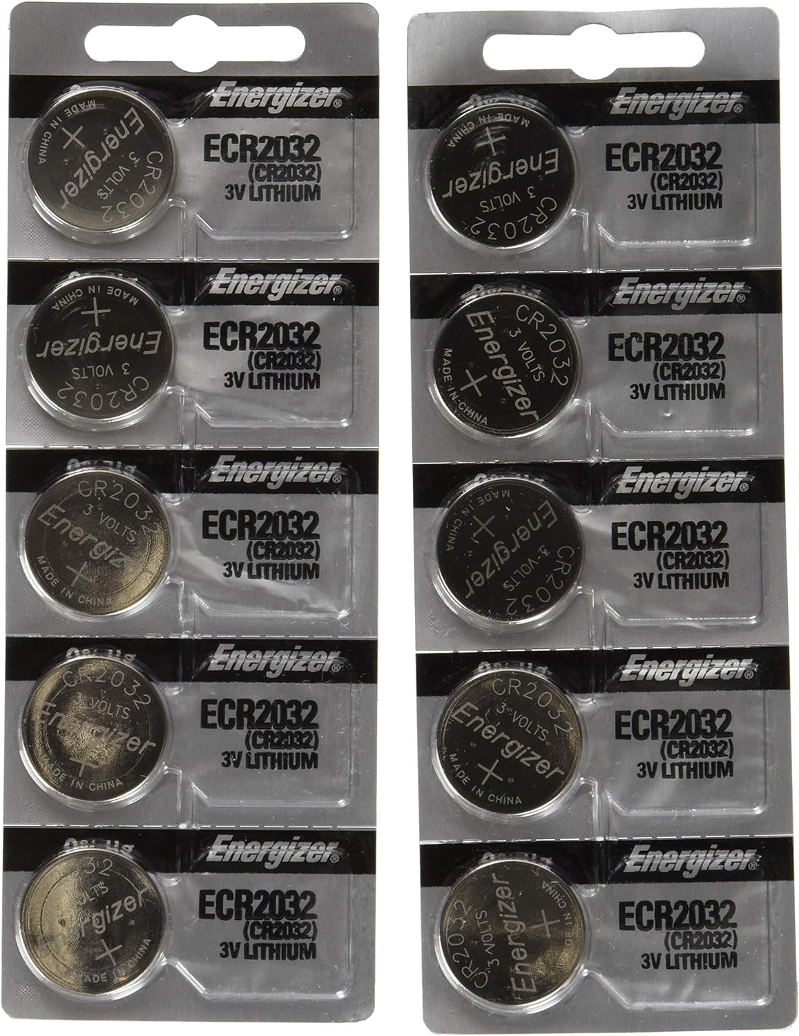 Energizer CR2032 3V Lithium Coin Button Battery, 10 Count for Watches, Pack of 1
