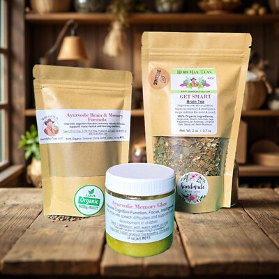 3-part Ayurvedic Brain & Memory Kit   Focus, Clarity & Calm