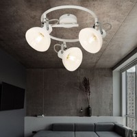 Deckenlampe Spotrondell Deckenleuchte Chrom Glas Weiß Bewegliche Spots Strahler