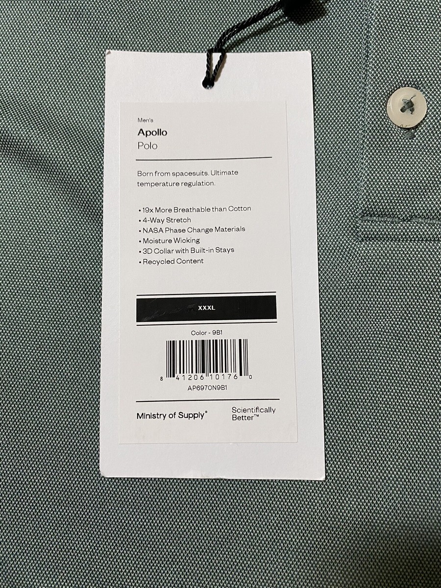 NWT Ministry of Supply Men's Apollo Sweat Wicking Polo Sz 3XL