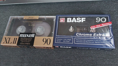 1x BASF 90 Chrome Extra II  + 1x MAXELL 90 XLII  Leerkassette MC  Cassetten  OVP