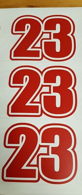 Rennnummer 4''x3'' Aufkleber Decal x3 THC23 ROT