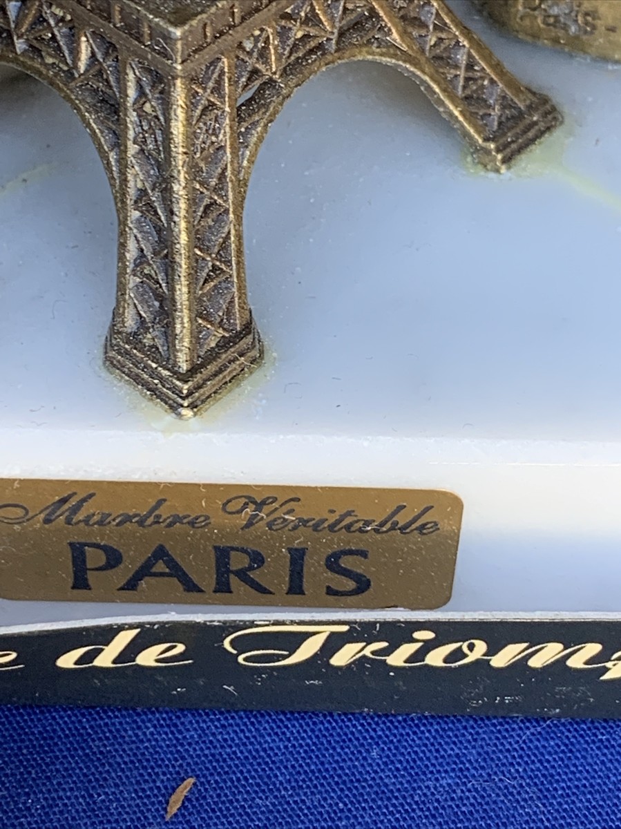 in BOX Paris France Souvenir Brass Marble Eiffel Tower Notre Dame
