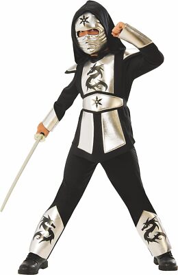 Silver Dragon Ninja Warrior Martial Arts Fancy Dress Up Halloween Child Costume