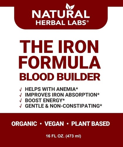 The IRON Formula By Natural Herbal Labs, Plant-Based. Boosts Energy 16 oz