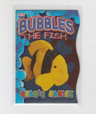 1999 Ty Bubbles The Fish Beanie Babies Purple Diecut Foil card #286