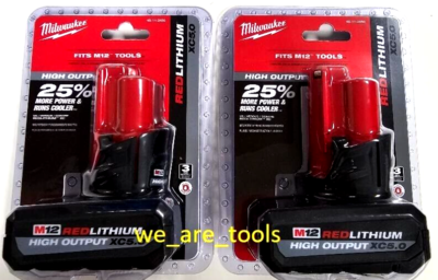 #ad #ad 2 NEW IN PACKAGE Milwaukee M12 48 11 2450 5.0 AH Batteries High Output 12 Volt $127.97