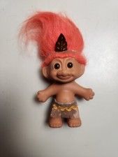 Vintage Russ 3 Troll Doll Native American Orange Hair 1990s Toys