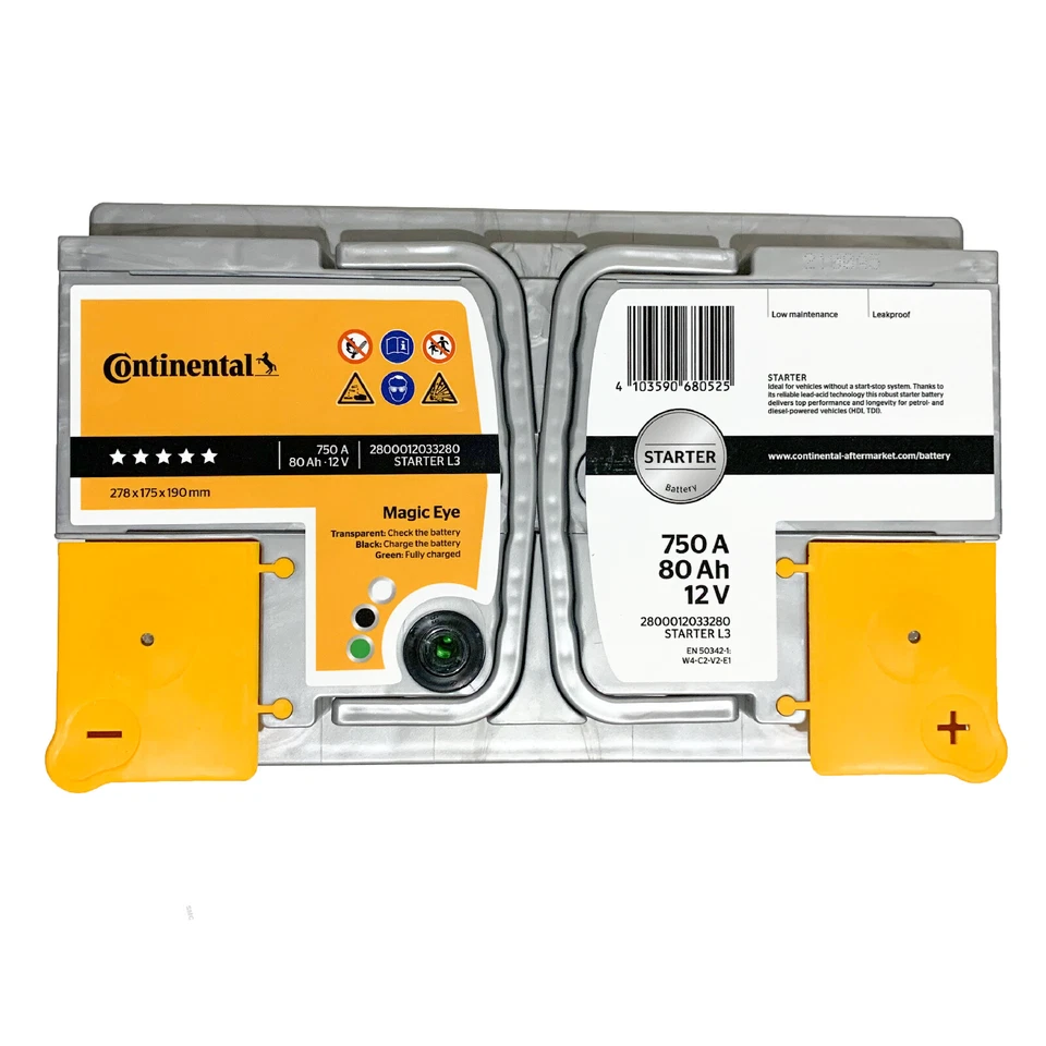 BATTERIA AUTO CONTINENTAL 80Ah 750A Positivo a Destra +DX = FIAMM 80 AH / 74 AH - Immagine 3 di 4