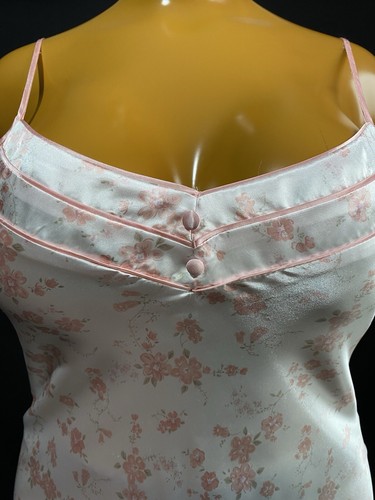 BHS Secrets Nightdress & Wrap Peach Floral White Liquid Satin, UK Size 12, New - Picture 13 of 21