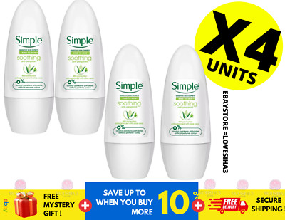 4 X Simple Soothing Anti-Perspirant Roll-On Deodorant For Sensitive Skin