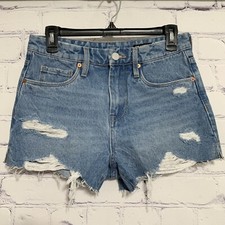 BlankNyc Denim Shorts 27 Women s The Barrow Blue Destroyed Pockets