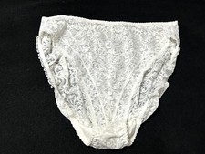 Vtg WARNER'S 00312 Sheer Floral Chantilly Lace Hi Leg XXL White Panties 66