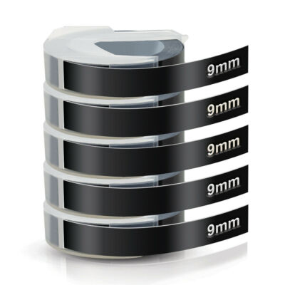 5PK For DYMO Organizer Xpress Label Maker 3D Embossing Tape 520109 Black 3/8''