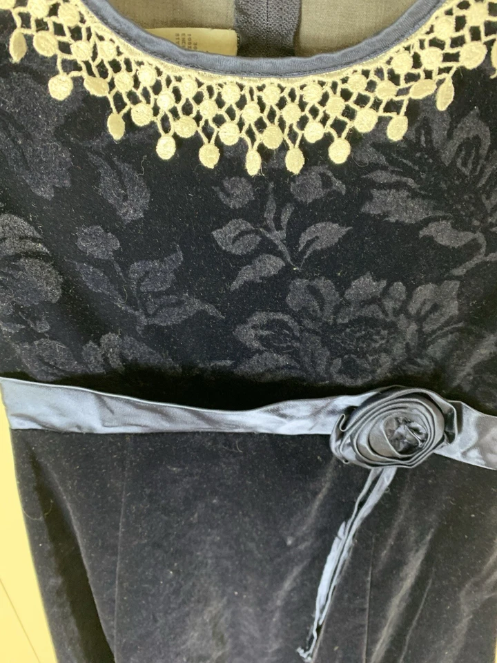 Vestido vintage de terciopelo rosa azul rosa prímula manga corta abullonada talla 7 vacaciones para niñas Foto 3 de 4