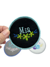Custom Felted Iron-on Floral Name Tag Patch
