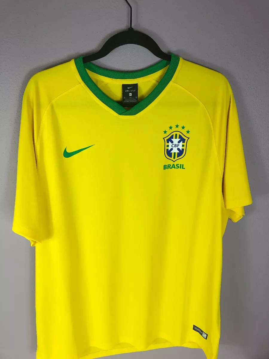 Nike Men's Brazil Brasil CBF Home Soccer Jersey Dri-Fit Shirt Yellow Size XL