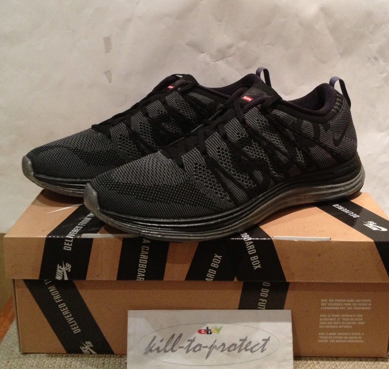 táctica Complaciente globo NIKE FLYKNIT LUNAR 1+ SUPREME Black Sz US 8 UK 7 HTM 623823-001 Box Logo  2013 | eBay