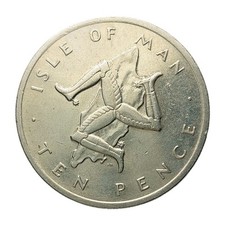 Isle Of Man 10 Pence 1976 Coin Elizabeth II Triskelion FREE DELIVERY Z2196
