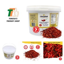 100% Certified Calabrian Chili Red Pepper Flakes - 1 KG Tub for Authentic Flavor