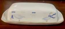 VTG Marmalade Blue Goose Countryside Butter Dish & Cover Newcore