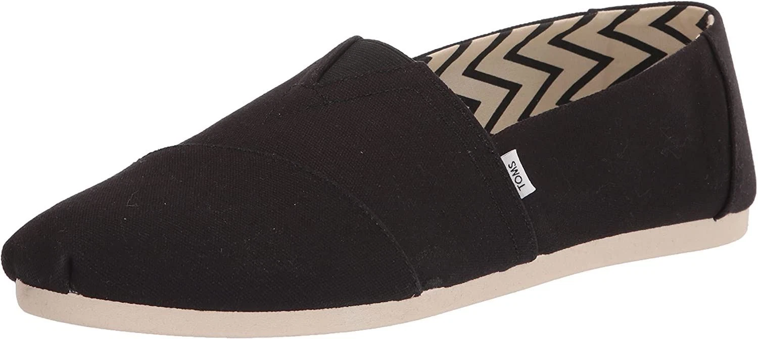 Toms Classic Black Recycled Cotton Mens Espadrilles Slipons Shoes
