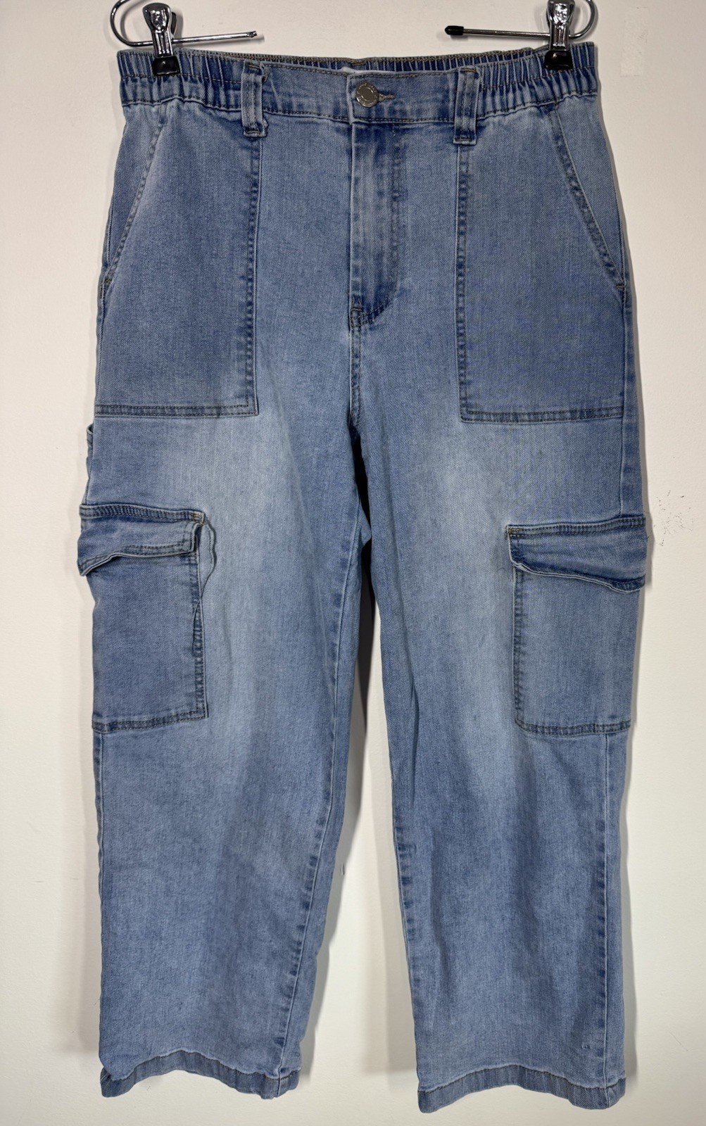 Gogo Womens Y2K 90's Skater Baggy Wide Leg Cargo Jeans Size 13/31 Grunge Hip-Hop