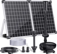 55W Solar Fountain Pump, 480GPH Solar Pond Pump with Dry-Run Protection, Solar P