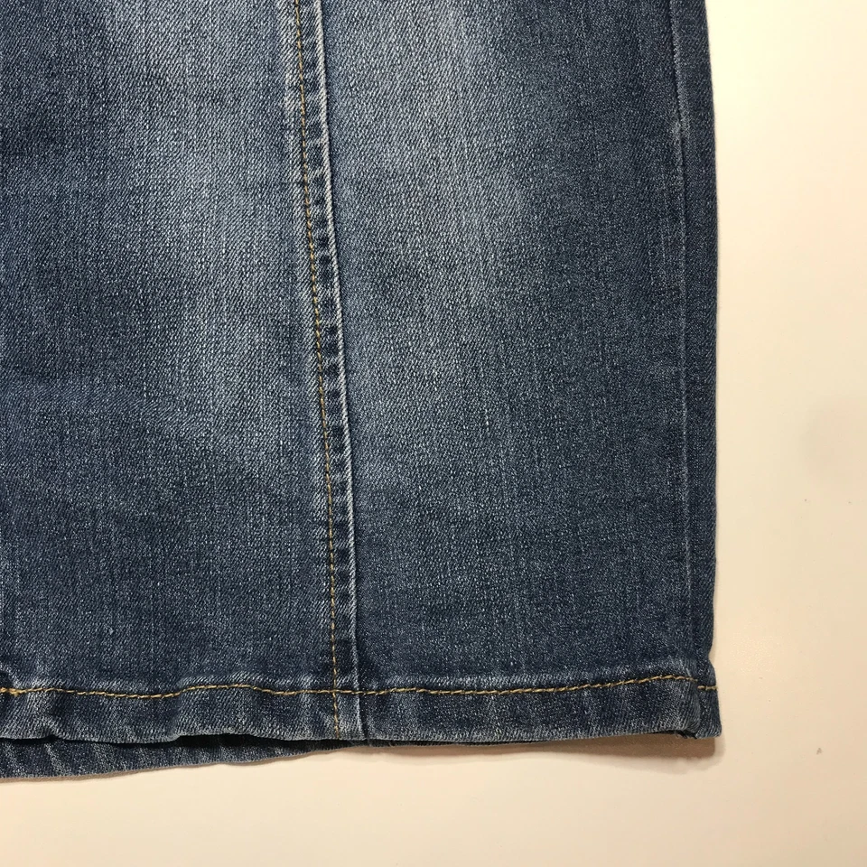 Earl Jean Skirt Womens 8 Mid-Length Fitted Patch Pocket Button Fly Blue Denim - Image 4 of 4