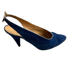 MAUD FRIZON blue suede leather vintage Pair shoes with Suede heel size 38