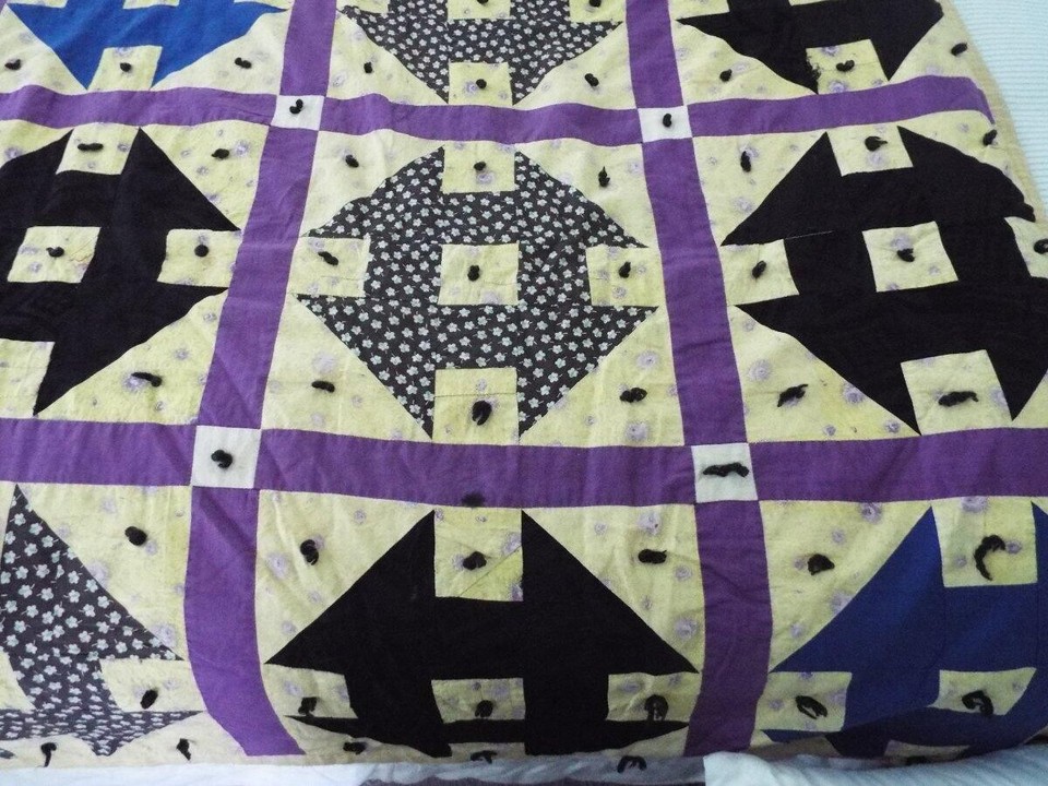 Vintage Hand Tied Cotton Quilt,
