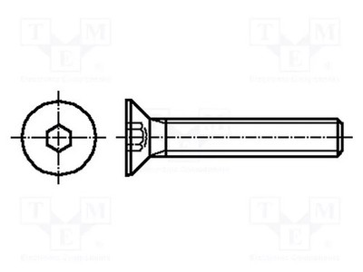 Kopf: Senkkopf HEX 6mm DIN 7991 M10x50 Schraube Sechskant 1,5