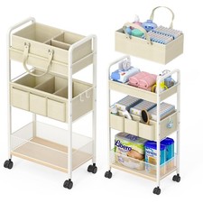 2In1 Baby Diaper Caddy  3-Tier Rolling Cart, Diaper Caddy Organizer Carts wi...