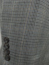 Chaps Ralph Lauren Men's 46L Tan Houndstooth Gray Silk Wool Blazer Sport Coat