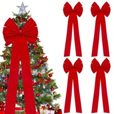 4 Pack Christmas Bows Decoration Large, 18  x35  Car Bow, Christmas Tree Bow T...