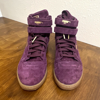 PUMA Sky Purple Suede High Top Sneakers Lace Up Hook & Loop Rubber Sole