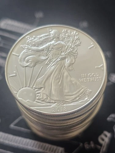 2018 Silver Eagle Roll (20) Coins /GEM BU .999 Tube of American Eagle Dollars