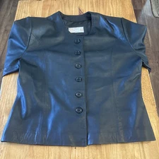 VTG Rodeo Drive Women’s Black Leather Noir Jacket Size Large