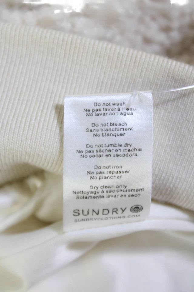 Sudadera de peluche Sundry para mujer manga larga ribete a rayas cuello redondo blanca talla 1 Foto 4 de 4