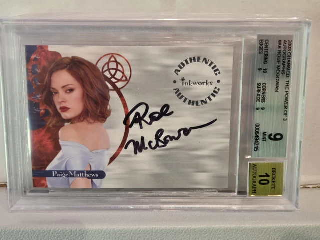 2003 Charmed The Power Of Three Autographs Rose McGowan BGS 9 Paige Matthews